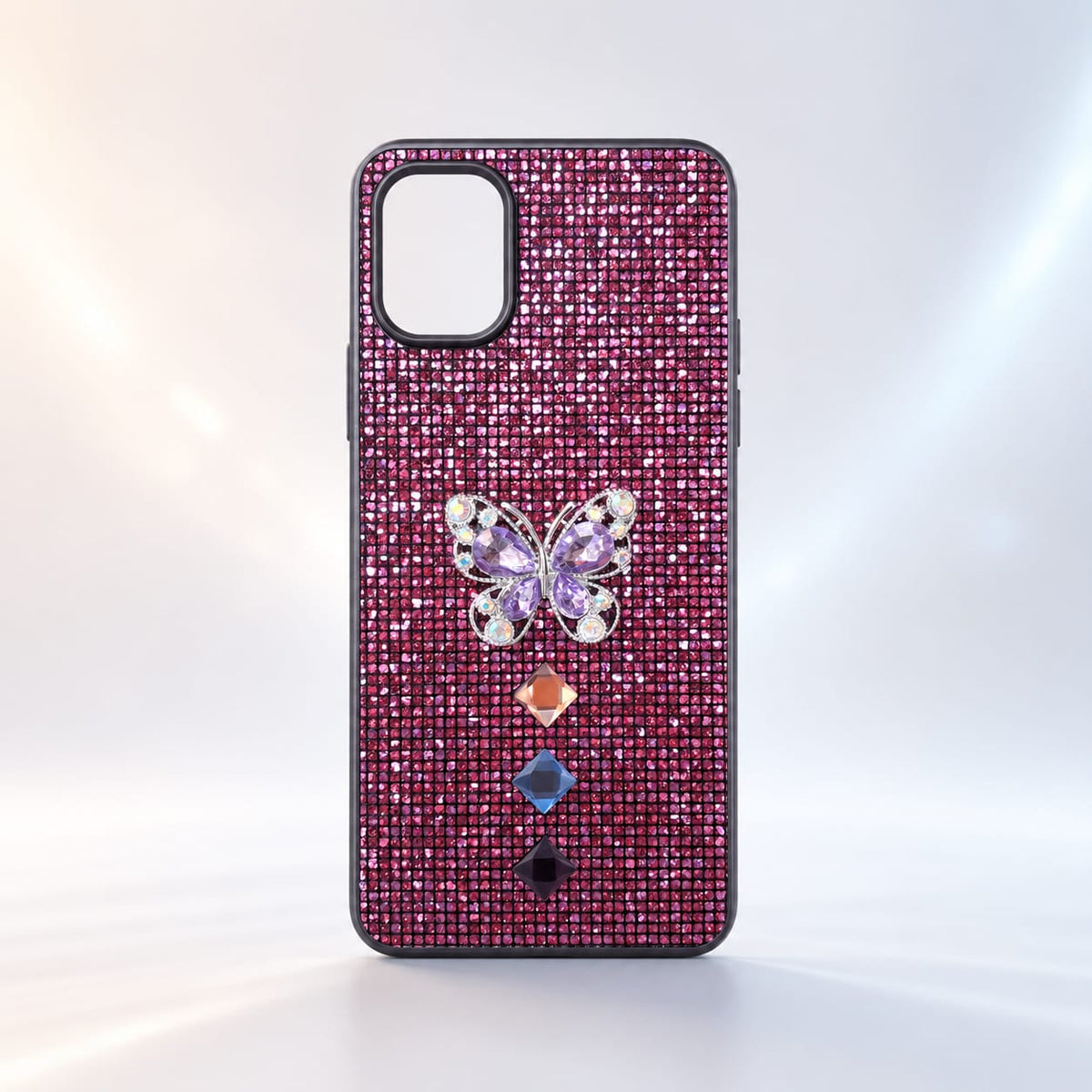 Samsung Galaxy A06 purple full rhinestone butterfly back cover