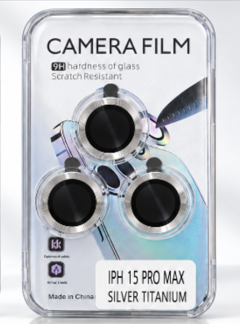 iPhone 15 Pro Max Camera Lens Protector Glass – 9H + Wipes