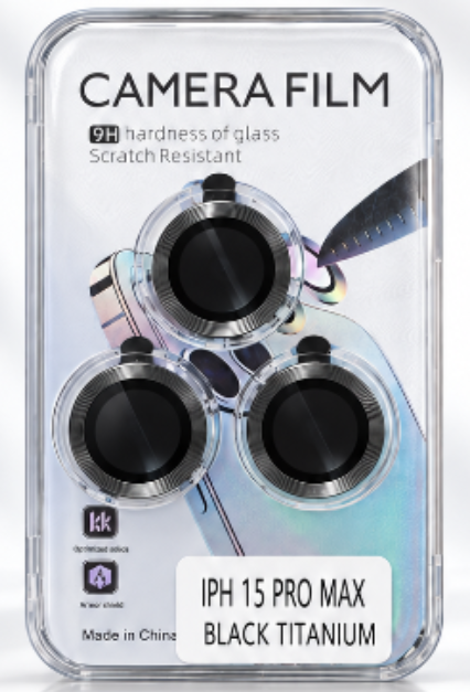 iPhone 15 Pro Max Camera Lens Protector Glass – 9H + Wipes