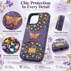 iPhone 16 Pro Max luxury-style butterfly pearl rhinestone glitter silicone case with shiny decorative stones