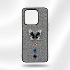 Black 3D rhinestone butterfly glitter phone case