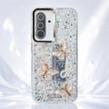 White glitter butterfly phone case with pearl-style details and raised decorative accents