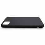 Black Google Pixel 4 XL silicone back cover, low side view showing covered buttons and camera opening