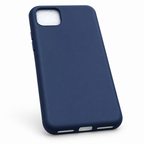 Blue Google Pixel 4 XL silicone back cover, rear angled view showing smooth plain finish and bottom cutouts