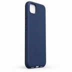 Blue Google Pixel 4 XL silicone back cover, angled rear view with covered buttons and camera opening