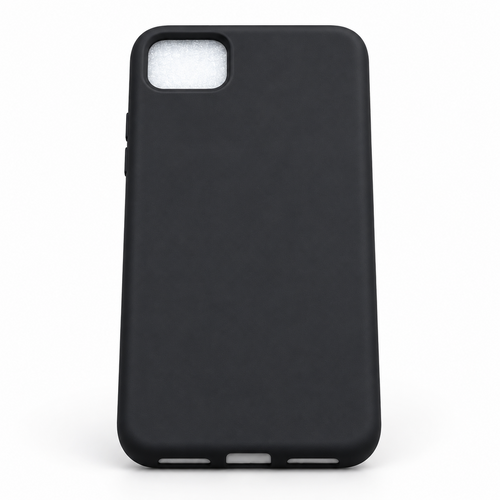 Black Google Pixel 4 XL silicone back cover, straight rear view