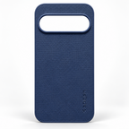 Navy Blue Google Pixel 9 textured back cover with silicone sides and raised camera-bar surround, rear view