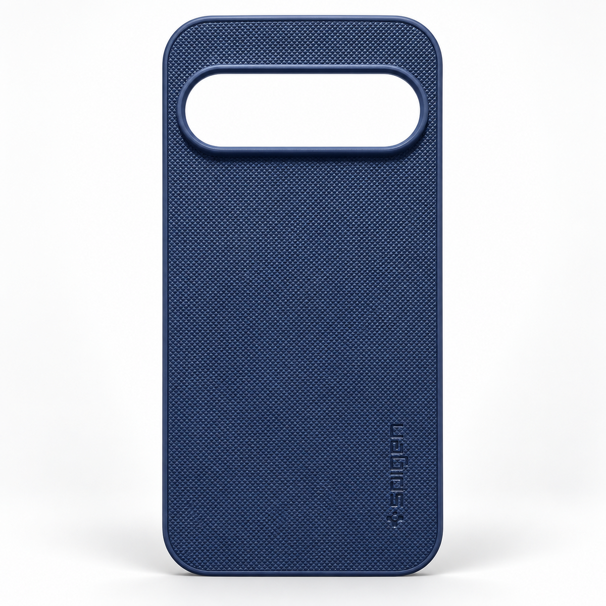 Navy Blue Google Pixel 9 textured back cover with silicone sides and raised camera-bar surround, rear view