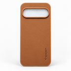 Brown Google Pixel 9 Pro XL textured back cover with silicone sides and raised camera-bar surround, rear view