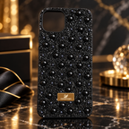 Black pearl and rhinestone TPU fashion case for iPhone 13 and iPhone 14