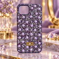 Lavender pearl and rhinestone TPU fashion case for iPhone 13 and iPhone 14