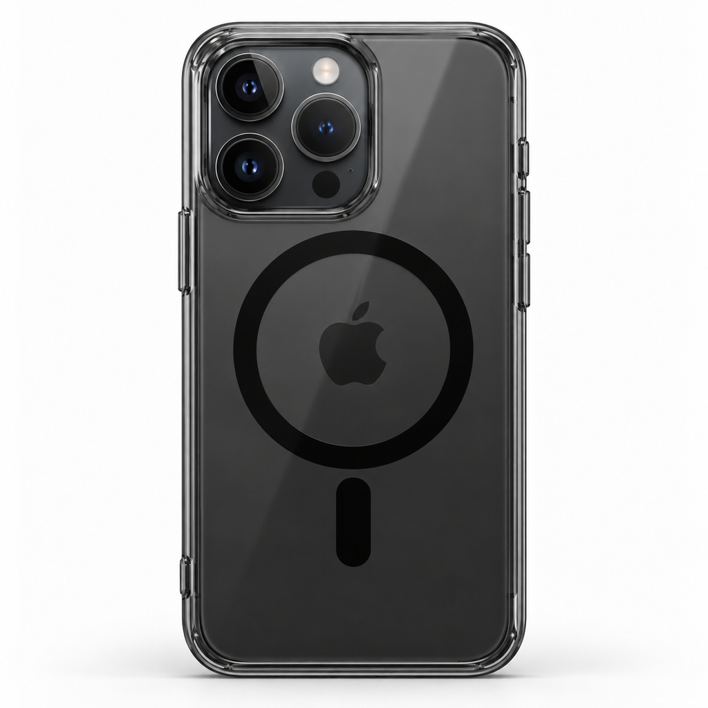 iPhone 15 Pro smoke black transparent hard PC magnetic case