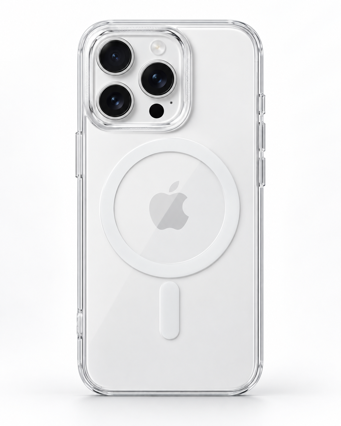 iPhone 15 Pro crystal clear hard PC magnetic case with white ring