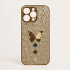 iPhone 16 Pro Max butterfly rhinestone glitter case, angled product view