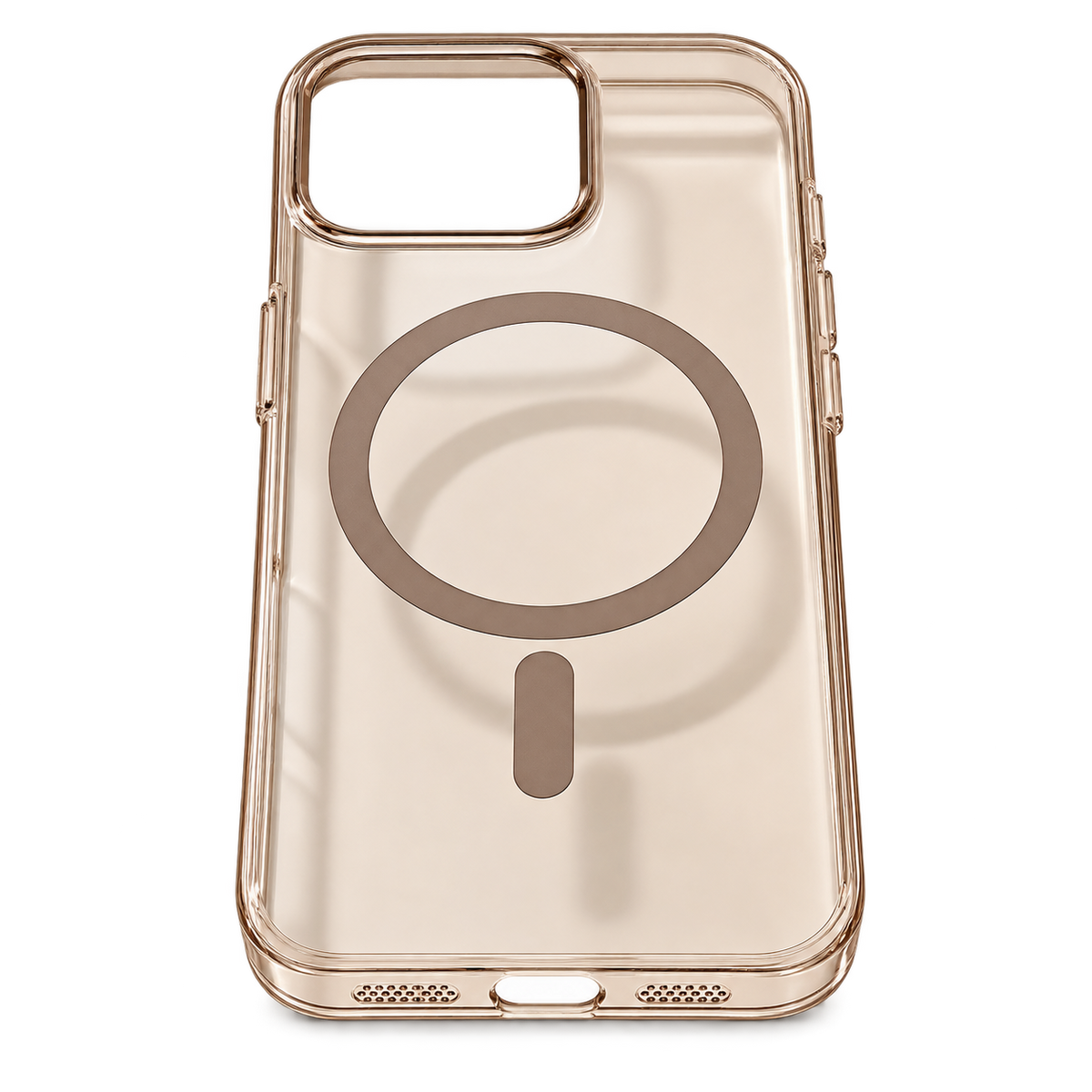 iPhone 16 Pro brown tint transparent hard PC magnetic case, rear view