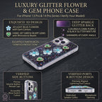 iPhone 13 Pro floral glitter case feature infographic