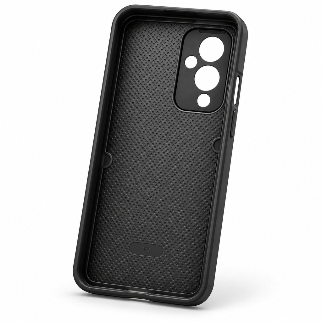 OnePlus 9 case interior with textured lining and raised protective edges