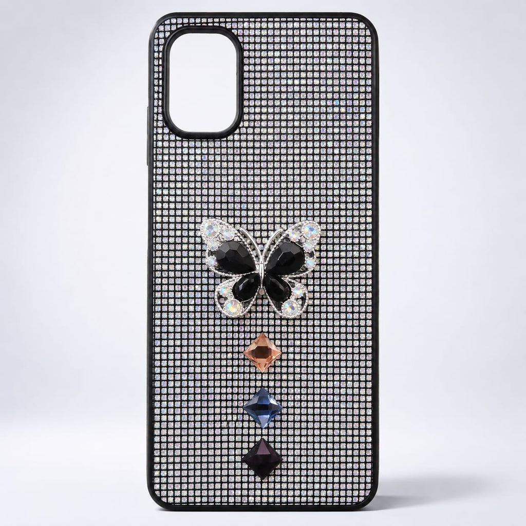 Samsung Galaxy A06 black full rhinestone butterfly back cover