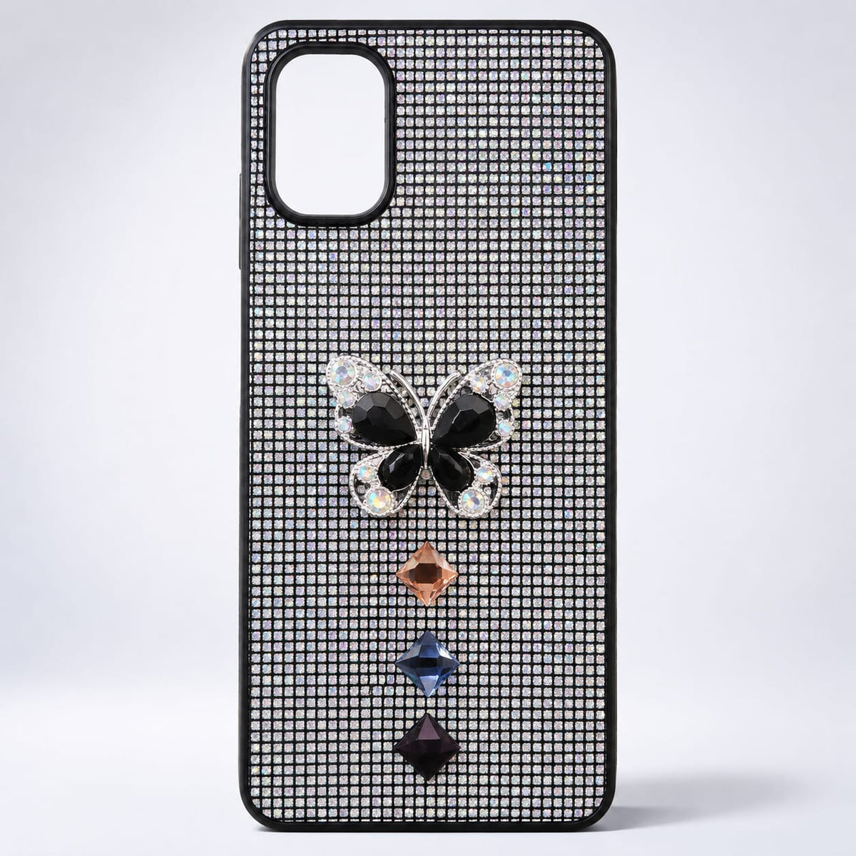 Samsung Galaxy A06 black full rhinestone butterfly back cover