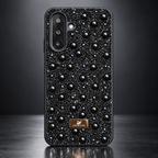 Black rhinestone and pearl fashion case for Samsung Galaxy A17 and A26