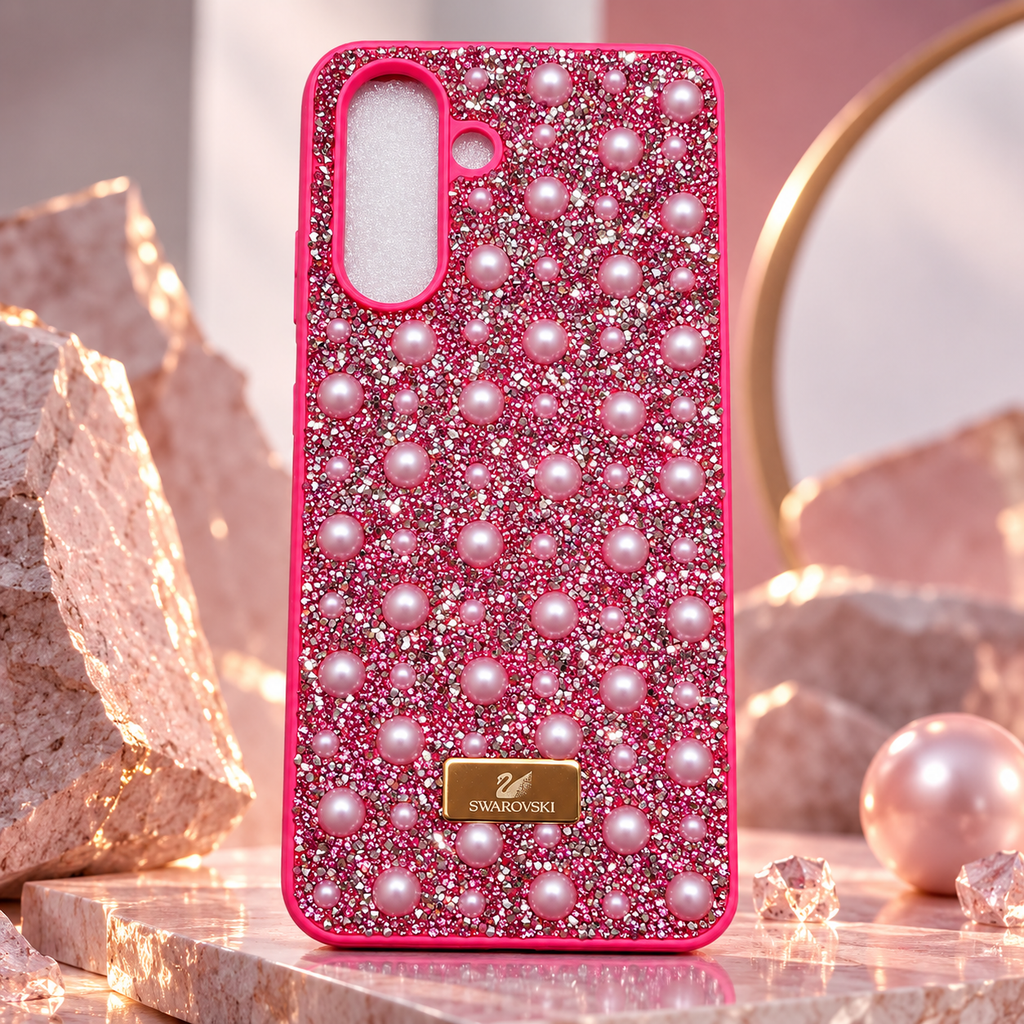 Pink rhinestone and pearl fashion case for Samsung Galaxy A17 and A26