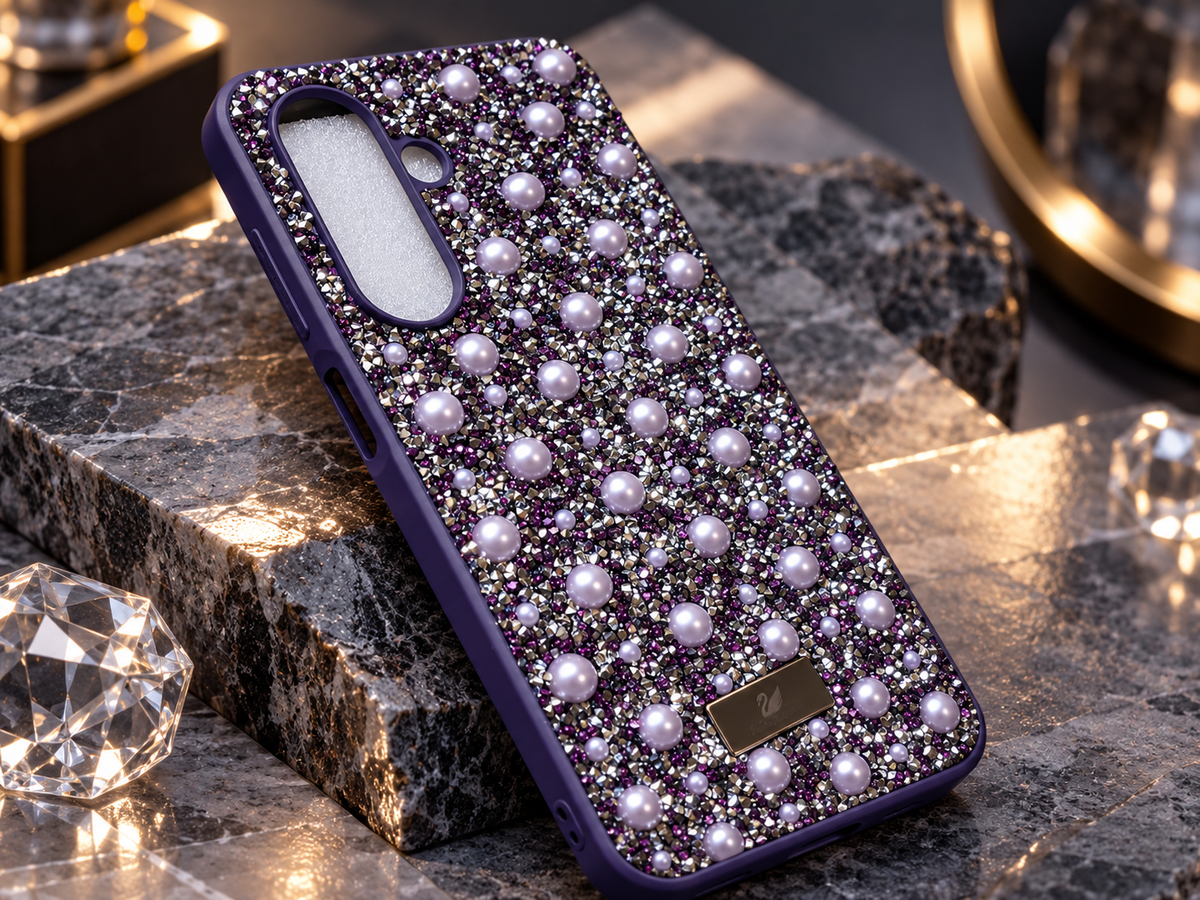 Purple rhinestone and pearl fashion case for Samsung Galaxy A17 and A26