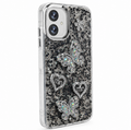 Samsung Galaxy A06 black glitter butterfly and heart back cover