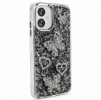 Samsung Galaxy A06 black glitter butterfly and heart back cover