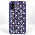Lavender Samsung Galaxy A07 4G rhinestone and pearl fashion case with sparkling embellished back