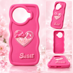 Pink TECNO Spark 20 Pro Plus cute 3D heart bow back cover for girls