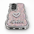 TECNO Spark 40 Pro Queen glitter heart fashion case in silver, front view