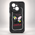 Black 3D butterfly case for TECNO Spark Go 1, rear view on a light studio background