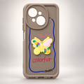 Brown 3D butterfly case for TECNO Spark Go 1, rear view on a light studio background