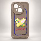 Brown 3D butterfly case for TECNO Spark Go 1, rear view on a light studio background